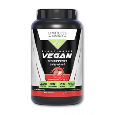 LIMITLESS NATURALS VEGAN PLANT-BASED PROTEIN STRAWBERRY FLAVOR 1000GM POWDER 23 SERVINGS